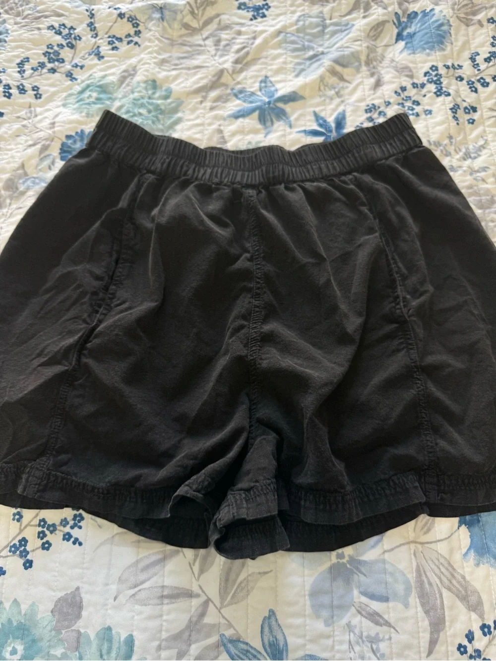 Free People Black Elastic-Waist Athletic Shorts